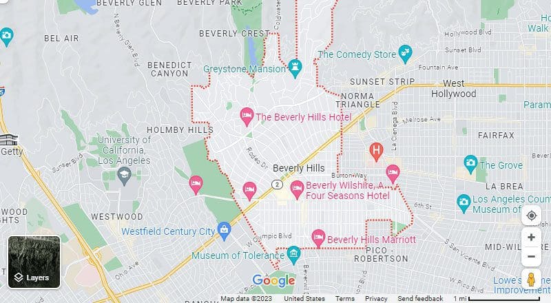 Beverly Hills, Los Angeles (Google Map)